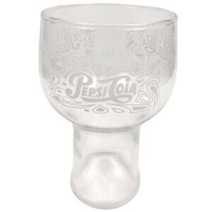 Vintage Pepsi Cola 1970’s Pedestal Drinking Glass White Lettering - 16 oz